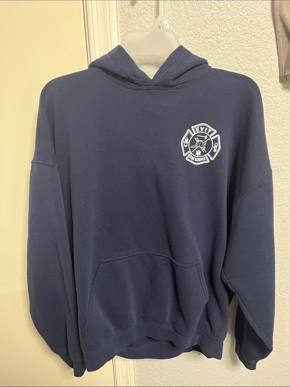 EVIT FIRE SCIENCE Navy Blue Men's Hoodie - Fire Rescue Emblem